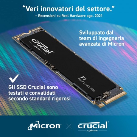 Crucial P3 2TB M.2 PCIe Gen3 NVMe Internal SSD - Fino a 3500MB/s - CT2000P3SSD8