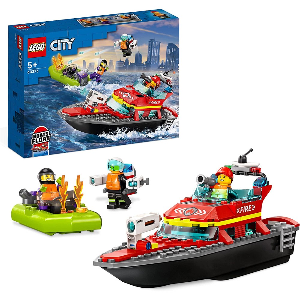 LEGO 60373 City Fire Barca di Soccorso Antincendio dei Vigili del Fuoco