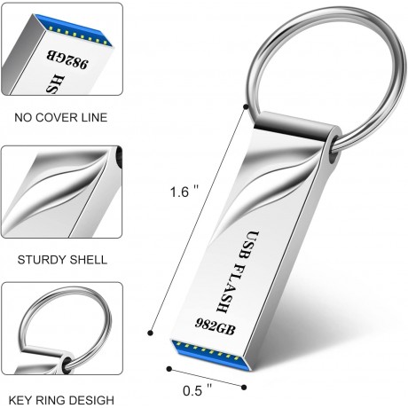 windyrow Chiavetta USB 982 GB, chiavetta USB 3.0, impermeabile, 982 GB, chiavetta USB con anello portachiavi, chiavetta dati ad alta velocità, USB Flash Drive per archiviazione dati dati